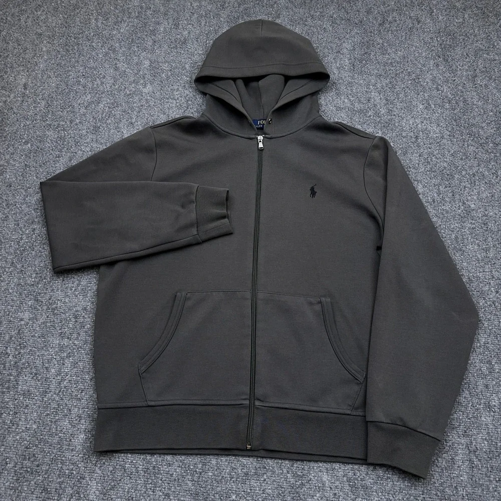 Polo Ralph Lauren Full Zip Hoodie Men's Large Gray Heavyweight Performance Pony